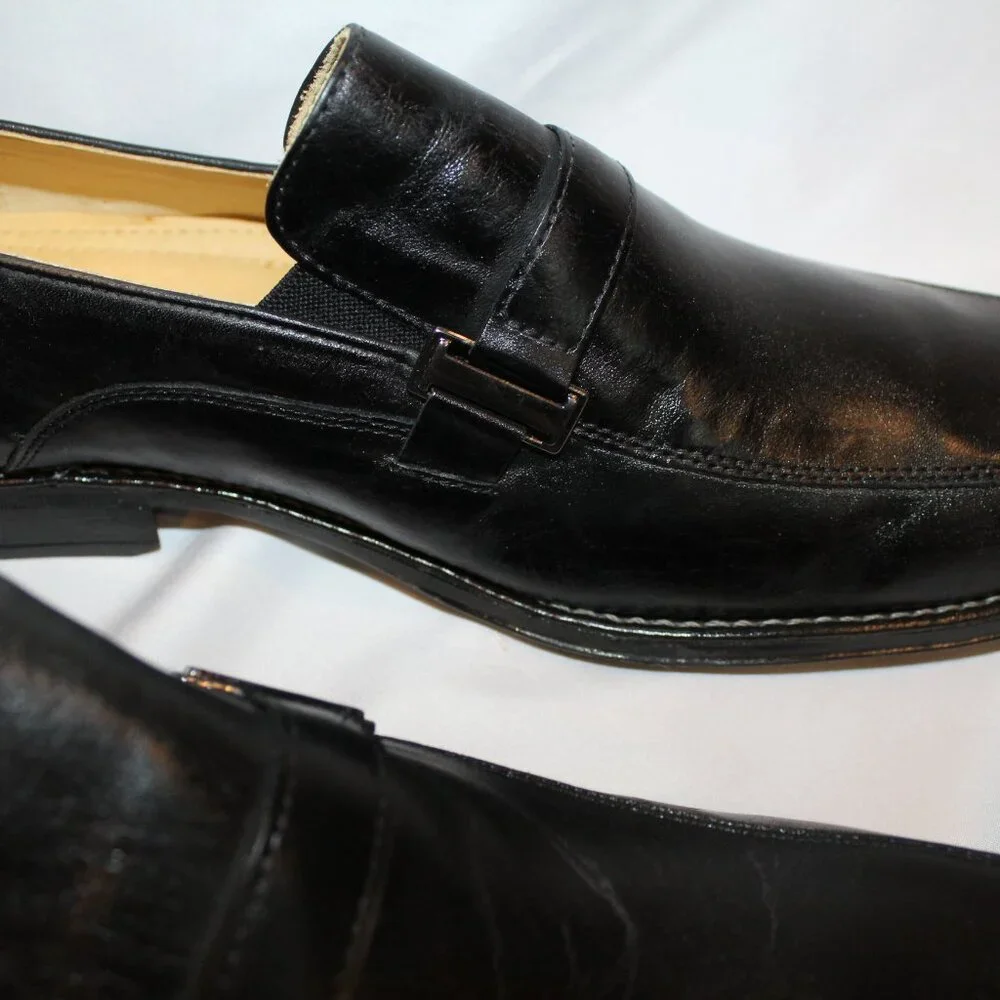 NEW SANDRO‎ MOSCOLONI MEN'S BLACK LEATHER MOC TOE LOAFER SZ 13